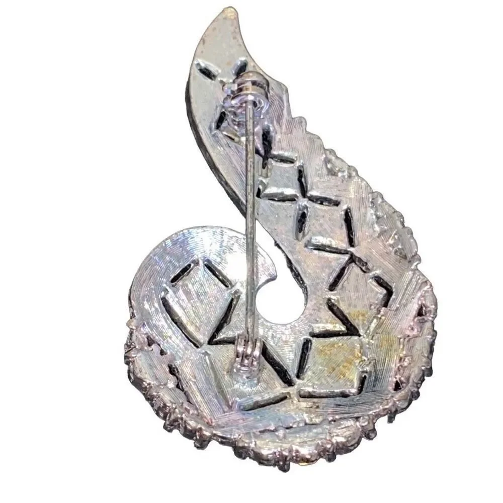 Vintage Art Deco Silvertone Brooch Faux Diamond Pave Flapper Retro